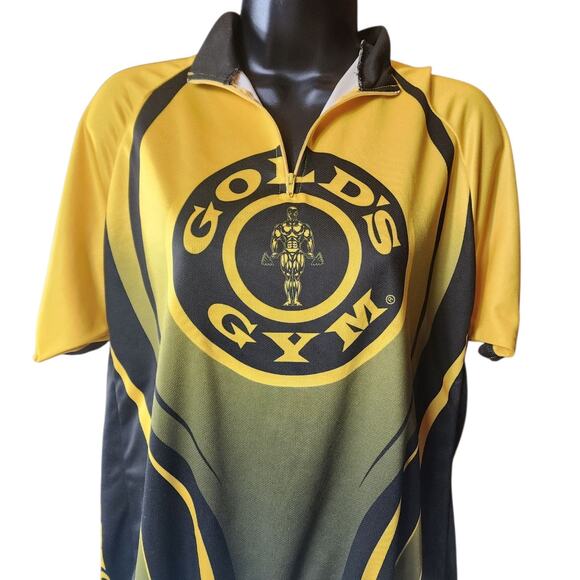 Golds Gym Cycling Jersey Mens Large Half Zip Short Sleeve Fitness Bodybuilding - Picture 1 of 16